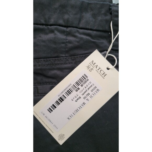 Match Black Slim Tapered Stretchy Casual Pants Sz 30 - Picture 2 of 2